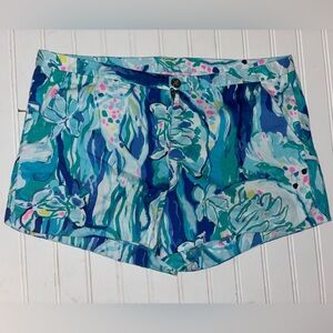 Lilly Pulitzer Blue White Pink Ocean Floral Patterned Fabric